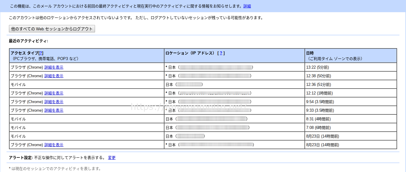 gmailログイン履歴確認方法2